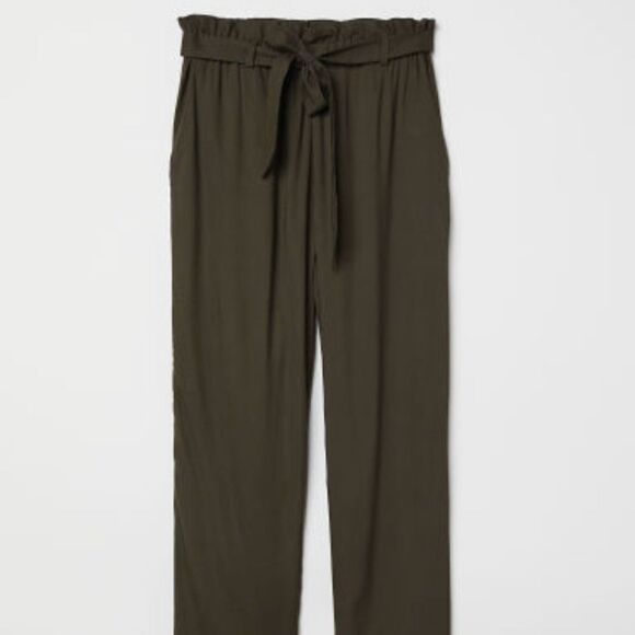 H&M Olive Green Paper-Bag Trouser Pant - Picture 2 of 2